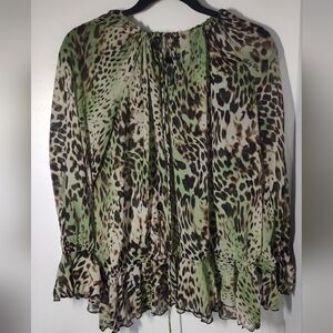 Vintage Baby Phat Leopard Print Blouse - Green and Brown Size 2X #432